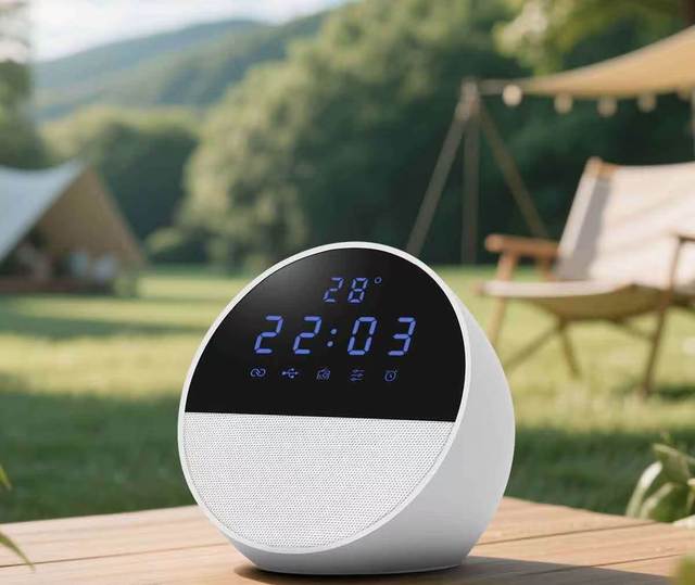 High Quality Portable Wireless Blue Tooth Speaker 360 Omnidirectional Sound  Effects  Subwoofer TWS FM Alarm Clock Temperature