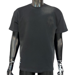 Camiseta de Algodón Grueso de Alta Calidad, Personalizada, Estilo Urbano, con Estampado Gráfico, Manga Corta, Holgada, Recortada, Cuadrada, para Hombre - Product Image 6