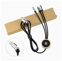 Kabel Data Pengisian Cepat 3-in-1 Berkualitas Tinggi, Berbahan Nilon Kepang, Pengisi Daya Ponsel Aluminium Micro USB Type C dengan Logo LED