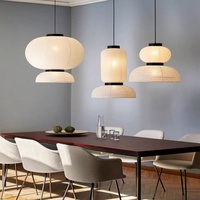 Lustre en papier de riz de style Wabi-Sabi japonais, lanterne design, lampe à hauteur réglable, LED blanche pour table à manger artistique