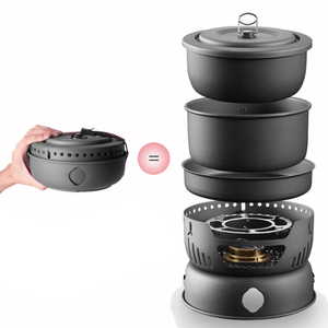 GSD户外野营炊具套装紧凑型超轻徒步炊具酒精旅行锅炉 - Product Image 5