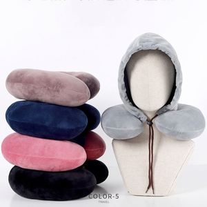 Coussin de voyage et de sieste créatif à capuche en forme de U, couleur unie, pour la tête et le cou, idéal pour le bureau – Vente directe usine Zxx - Product Image 2