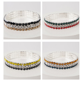 <span class=keywords><strong>Bracelet</strong></span> élastique PFT multicolore à <span class=keywords><strong>3</strong></span> <span class=keywords><strong>rangs</strong></span> avec strass dégradés, plaqué or/argent, diamants étincelants polyvalents et simples - Product Image 3