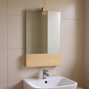 Espejo de Pared de Madera de Pino Maciza, Rectangular de 9.1x15.6 Pulgadas, Acabado Natural, Espejo de Baño Minimalista - Product Image 2