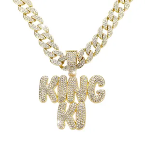 NL2252 KINGKI joyería personalizada colgantes de letras de Hip Hop regalo de moissanita para collares de oro Man18K de alta calidad