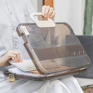 A4 Transparent Plastic <b>Document</b> <b>Box</b> With Handle Office Organizer <b>Storage</b> Container For Paper Media Boxes - Product Image 1