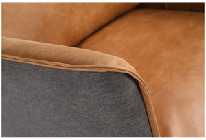 Fauteuil en bois avec siège en cuir classique, construction durable, rembourrage confortable, design élégant pour salon - Product Image 2