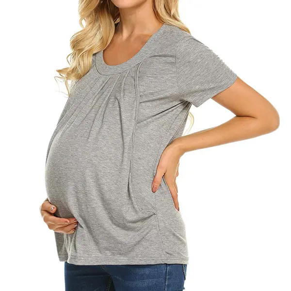 Short sleeves Summer fashion Cotton maternity breastfeeding t-shirts