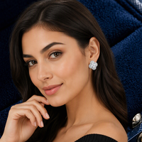 Nouvelles boucles d'oreilles créoles tendance en argent sterling 925 plaqué or, trèfle à quatre feuilles, moissanite couleur D VVS, pour femme, anniversaire