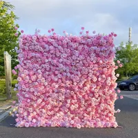 8ft X 8ft Seide künstliche rosa Rose Blumen wand Luxus dekorative Blumen wand Hintergrund