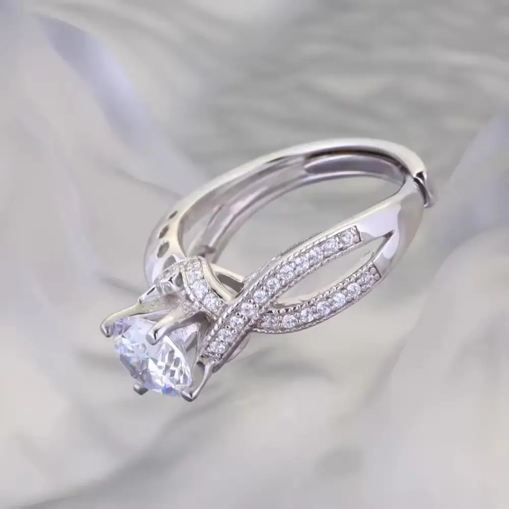 Diamanten Verlovingsring 14K Witgouden Diamanten Ring Igi Gecertificeerd Diamant Met Zilverkleurige Kristallen Belofte Verlovingsring