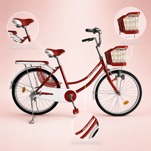 Vélo de ville pour adultes, modèle femme, 26 pouces, cadre en acier, VTT monovitesse, suspension souple, jantes en alliage d'aluminium, frein à câble, classique, en promotion - Product Image 5