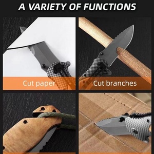 มีดพับยุทธวิธี FB088 HK ดีไซน์ใหม่ DIY OEM ด้ามไม้มะกอก สำหรับตั้งแคมป์ พกพา EDC ใช้ล่าสัตว์กลางแจ้ง ใบมีดสแตนเลส 3CR13 - Product Image 4