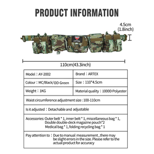 Cinturón Táctico de Camuflaje, Cinturón de Combate con Riñonera Acolchada, Cinturón de Liberación Rápida para Exteriores, Cinturón de Carga, OEM ODM - Product Image 2