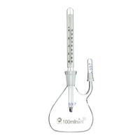 Vente directe d'usine en Chine, flacons pycnomètres en verre borosilicate 3.3 avec thermomètres, 5 ml, 10 ml, 25 ml, 50 ml, 100 ml