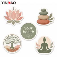 Autocollant en vinyle découpé sur mesure Yingao, autocollant imperméable de qualité professionnelle, symbole de lotus pour la méditation et le yoga, pour équipement de gym