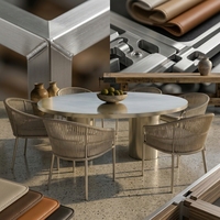 Meubles de jardin, table et chaises de jardin pour villa, ensemble de salle à manger extérieure en teck de luxe, table extérieure pour hôtel, ensemble de salle à manger extérieure pour hôtel
