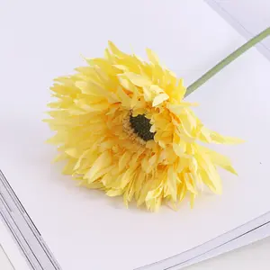 Gerbera artificial flores casamento fotografia decoração home crisântemo dourado simulado bordas ásperas gerbera escovado