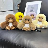 Usine En Gros En Peluche Singe Mignon 15cm Réel Rex Lapin Fourrure Porte-clés Filles Sac À Main Charme Ornements Jouet Femmes Cadeau