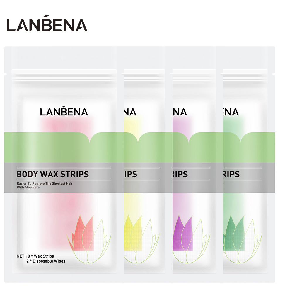 Lanbena Body Wax Strips Ontharing Papers Natuurlijke Bijenwas Double Side Ontharen Ontworteld Zijdeachtige Bodys Beauty Tools 10 Stks/sets