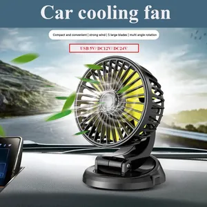 12V/24V USB Portable <b>Mini</b> Car Fan Single Head Electric Fan Cooling Fans Adjustable for Auto <b>Cooler</b> - Product Image 1