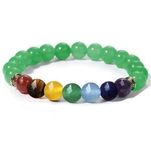 Nouveaux bijoux Yoga Chakra <span class=keywords><strong>Bracelet</strong></span> perlé Quartz Rose blanc Turquoise <span class=keywords><strong>oeil</strong></span> <span class=keywords><strong>de</strong></span> <span class=keywords><strong>tigre</strong></span> pierre pierre volcanique main-chaîne - Product Image 4