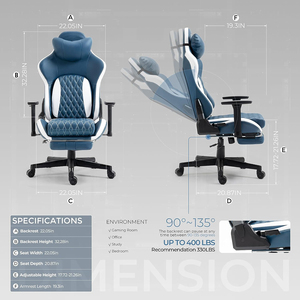 Chaises <span class=keywords><strong>de</strong></span> jeu pour ordinateur <span class=keywords><strong>de</strong></span> haute qualité, réglables en hauteur, sièges pour joueurs avec 4 ventilateurs <span class=keywords><strong>de</strong></span> refroidissement, mousse moulée, cuir synthétique - Product Image 2