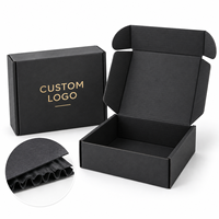 Boîtes d'expédition pliables en carton ondulé noir E-Flute personnalisées avec logo imprimé pour bijoux, cadeaux, e-commerce, vente en gros