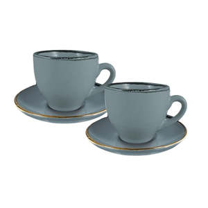 Set di 2 tazze da colazione in porcellana di lusso con piattini da 600ml di capacità eco-friendly caffè tè bicchieri per alberghi - Product Image 1