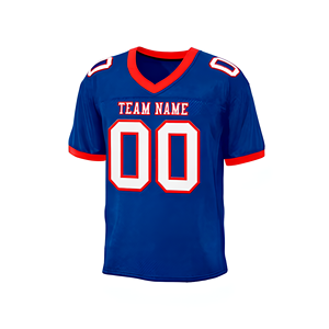 Maillot d'entraînement de football américain personnalisé, rouge, en maille, col en V, manches courtes, respirant, antibactérien, léger, haute qualité, personnalisé - Product Image 1