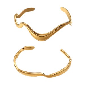 Bracelet ouvert unisexe de style européen à motif ondulé irrégulier, couleur or, bijoux - Product Image 5