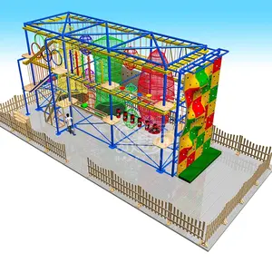 团队建设设备三层室内儿童冒险游戏公园室内绳索课程带攀岩墙