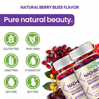 Gummies NAD+ Biotine Collagène Protéine Resvératrol Vitamine K2 D3 Zinc pour Peau Cheveux Ongles Antioxydant Énergie Marque Privée OEM HYT