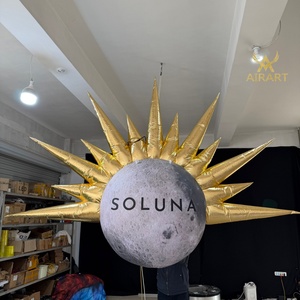 Bola Inflable con Forma de Luna de Espinas, con Luces LED de Colores, Decoración Brillante para Casa o Parque - Product Image 1