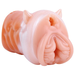 GEEBA lindo animal estilo bolsillo coño masturbador masculino taza doble canal pene stroker masajeador silicona vagina juguetes sexuales - Product Image 1
