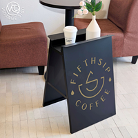Support d'affichage en forme de A avec plateau supérieur, cadre tout métal robuste non pliable, panneau publicitaire latéral, impression UV personnalisée