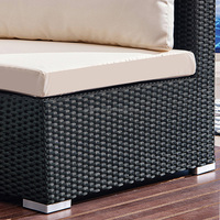 Canapé d'extérieur en rotin Canapé semi-circulaire de patio Canapé rembourré confortable Ensemble de table basse Meubles de jardin faits à la main