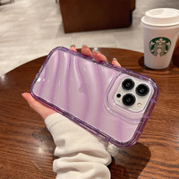 Étui en gel de silicone gravé au laser à motif ondulé pour 14 Pro Max/15/16/17 17promax, coque de téléphone portable antichoc style Ins