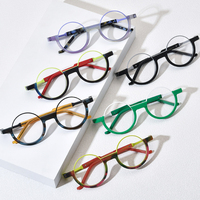 Monture de lunettes ronde en acétate, design unisexe, forme visage diamant, style punk, compatible avec le gaming