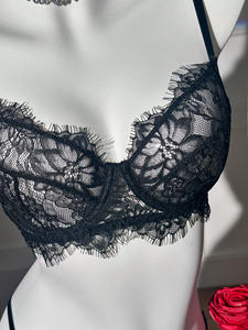 Lencería negra de pestañas para mujer al por mayor, Bikini Sexy de encaje, conjunto de dos piezas, conjuntos de sujetador y tangas, lencería erótica <span class=keywords><strong>sexual</strong></span> - Product Image 4