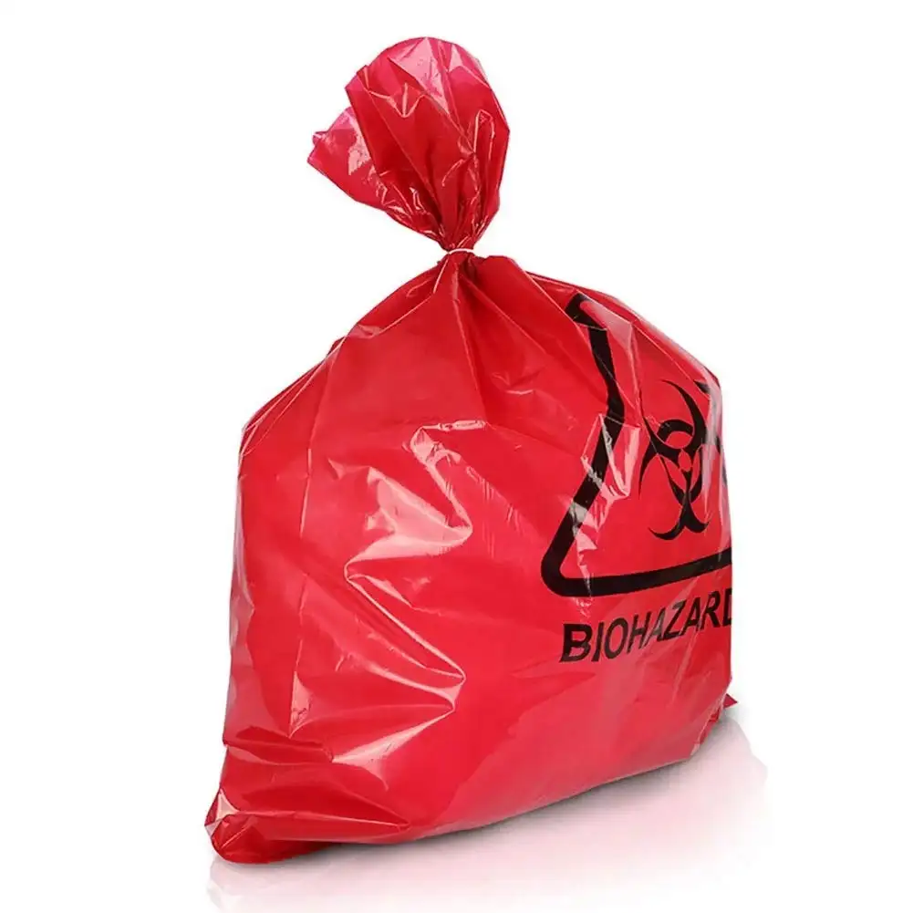Aangepaste Rood Geel Autoclaaf Plastic Biohazard Vuilniszak Medische Afval Tas Voor Ziekenhuis Kliniek