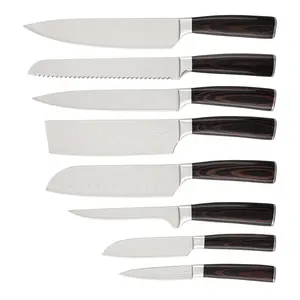 Хит продаж, кухонный нож с Дамасским узором, набор шеф-поварских ножей с деревянной ручкой Pakka