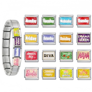 Wholesale Italian Charm Bracelets English Week Series Charm Module Bracelets 9mm Stainless Steel Welded DIY Women Jewelry Gift - Product Image 1