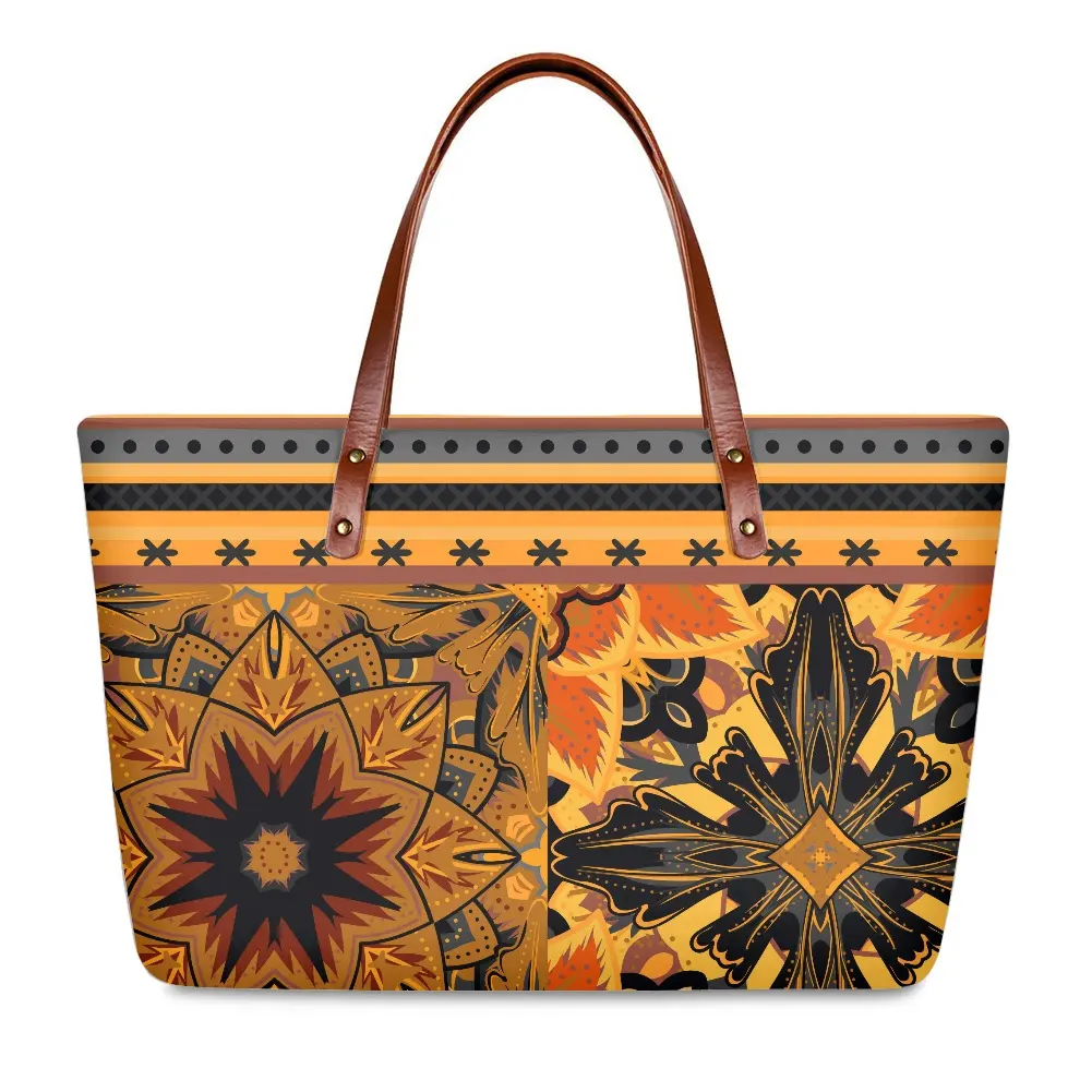 Nieuwe Unieke Handtassen Voor Vrouwen Etnische Handgemaakte Ornament Afrikaanse Wax Print Stof Vrouw Tote Schoudertas Handtassen Grote Capaciteit