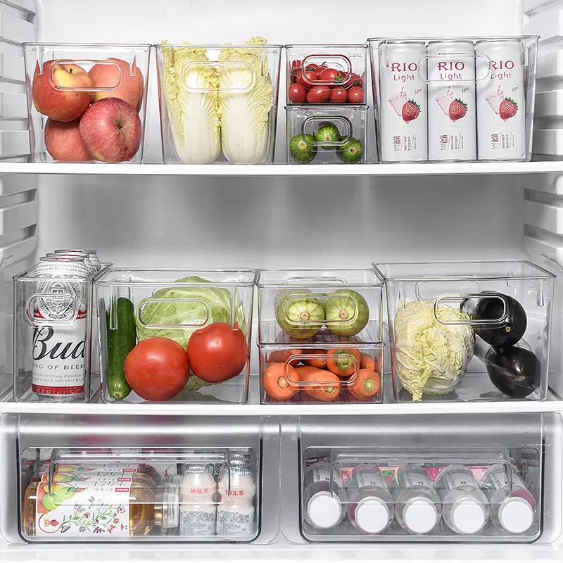 Tủ lạnh thực phẩm đựng thức ăn Tủ đông rõ ràng nhựa tủ lạnh tổ chức Thùng Trái Cây Rau lưu trữ hộp