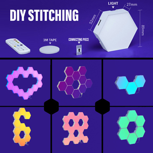 <span class=keywords><strong>DIY</strong></span> RGB Modular hình lục giác lượng tử ánh sáng nhà thông minh ánh sáng app điều khiển từ xa thông minh <span class=keywords><strong>LED</strong></span> môi trường xung quanh ánh sáng Panels - Product Image 2