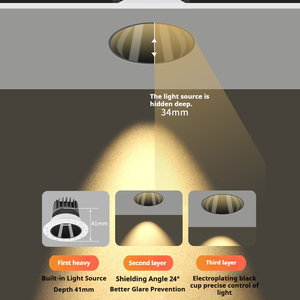 Lampu <span class=keywords><strong>LED</strong></span> Plafon Tanpa Bingkai yang Dapat Disesuaikan, Dudukan Bohlam MR11, Lampu Sorot, Desain Modern Anti Silau dari Aluminium - Product Image 2
