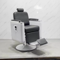 Chaise de coiffure moderne en cuir noir, réglable, avec cadre en acier, mobilier de salon, chaise de barbier, rotation à 360 degrés
