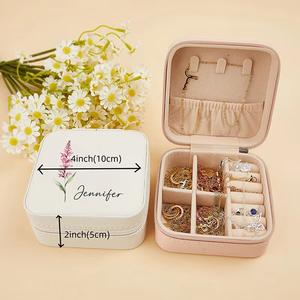 Customized Logo Portable PU Leather Zipper Closure Square Jewelry <b>Gift</b> <b>Box</b> Fashion Necklace <b>Earrings</b> Women Carton Packaging <b>Box</b> - Product Image 4