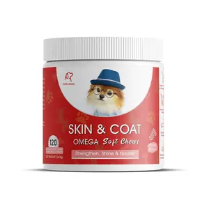 Reduce Shedding Nourish Coat Hydrate Skin & Strengthen Nails Dog Treats Omegas Vitamins Minerals Dog Supplement